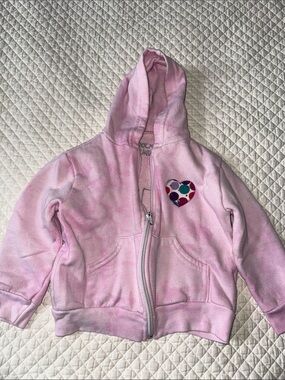 Rock & Candy Pink Girls' Hooded Zip-Up Sweatshirt with Polka Dot Heart